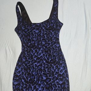 Blue and Black Leopard Print Dress